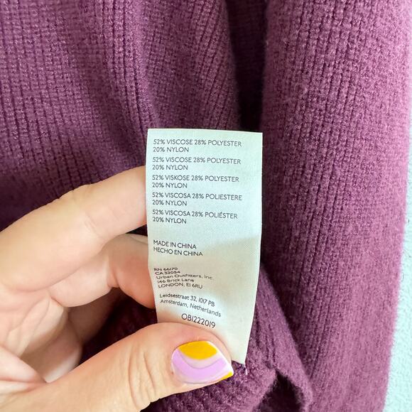 Free People Saffron Purple Pomegranate Open Back Sweater Women’s Large NWT - Picture 7 of 8